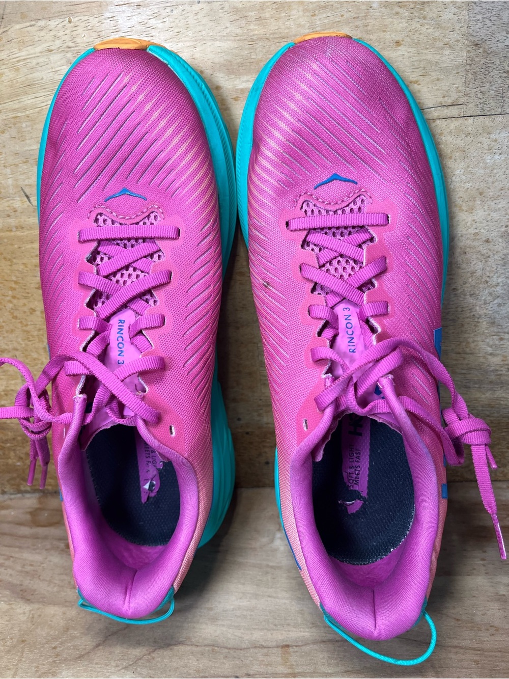 Hoka One One Rincon 3 Womens Size 9.5 Running Shoes Sneakers Phlox Pink Atlantis - Picture 8 of 13